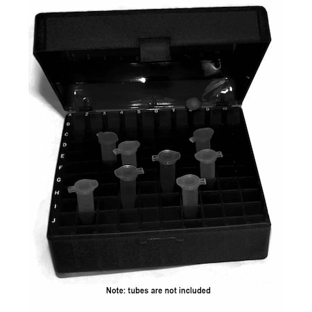 Cole Parmer Hinged Lid Box, Large, Holds 100x1.5-2.0ml Tubes, 5/PK 145638